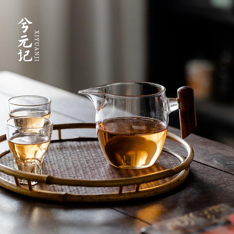 月窑记 木柄公道杯加厚玻璃耐热泡茶过滤公杯防烫功夫茶具配件