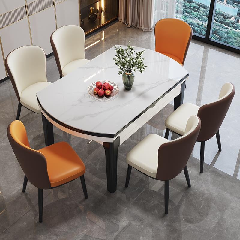 实木岩板餐桌椅2024新款现代简约轻奢餐桌家用小户型伸缩可变圆桌