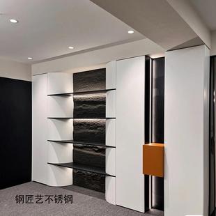 不锈钢层板隔板置物架定制金属钢板柜展示柜电视背景柜开放格柜子