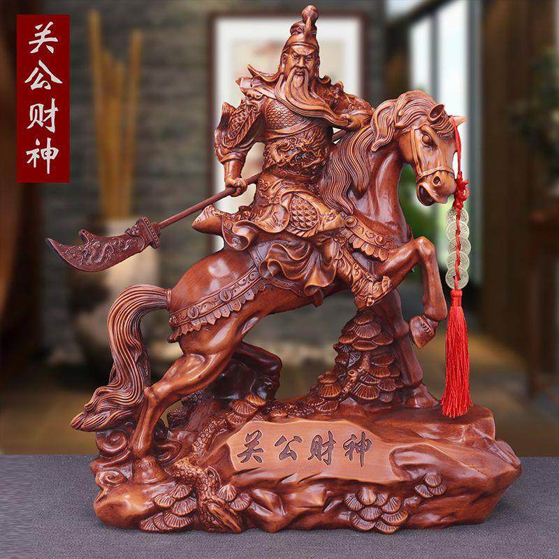骑马关公摆件客厅玄关佛堂武财神爷关羽关云长雕像装饰工艺品神像