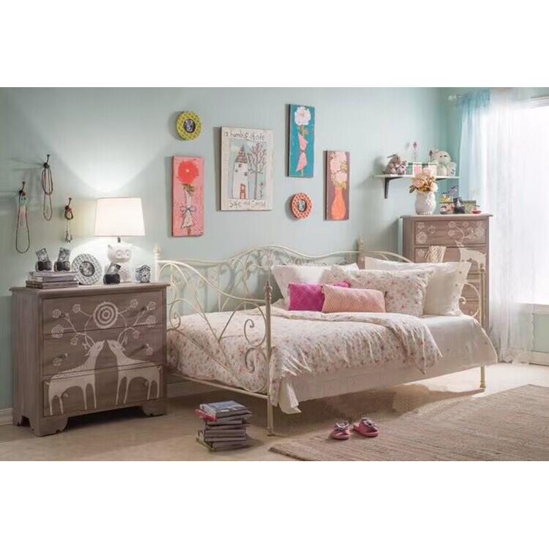 法式铁艺沙发床书房坐卧两用休闲拖拉床小户型伸缩儿童公主铁床