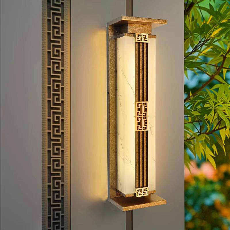 仿云石太阳能户外壁灯 IP55防水简约现代 5年保固长条柱灯