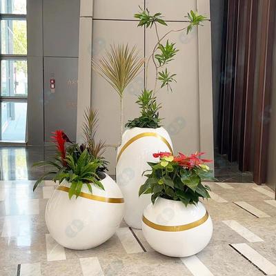 玻璃钢花盆组合商场简约椭圆线条落地花钵户外园林售楼部美陈花器