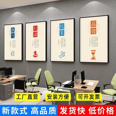 办公室文化墙面装饰画壁画公司会议室过道标语团队企业激励志挂画