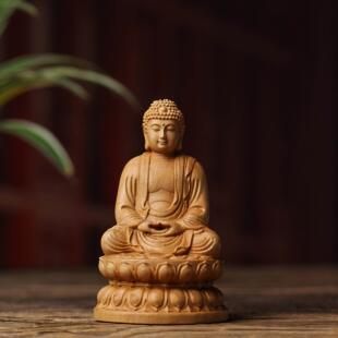 崖柏木雕莲花坐像大日如来佛祖摆件释迦摩尼佛像居家供奉工艺礼品