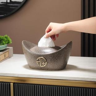 饰纸 石陶瓷客厅餐厅咖啡桌装 新 中国风纸巾盒可访问豪华高端金元