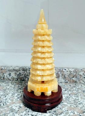 文昌塔摆件米黄玉石十三9九13层办公室男女孩初高中生书房工艺品