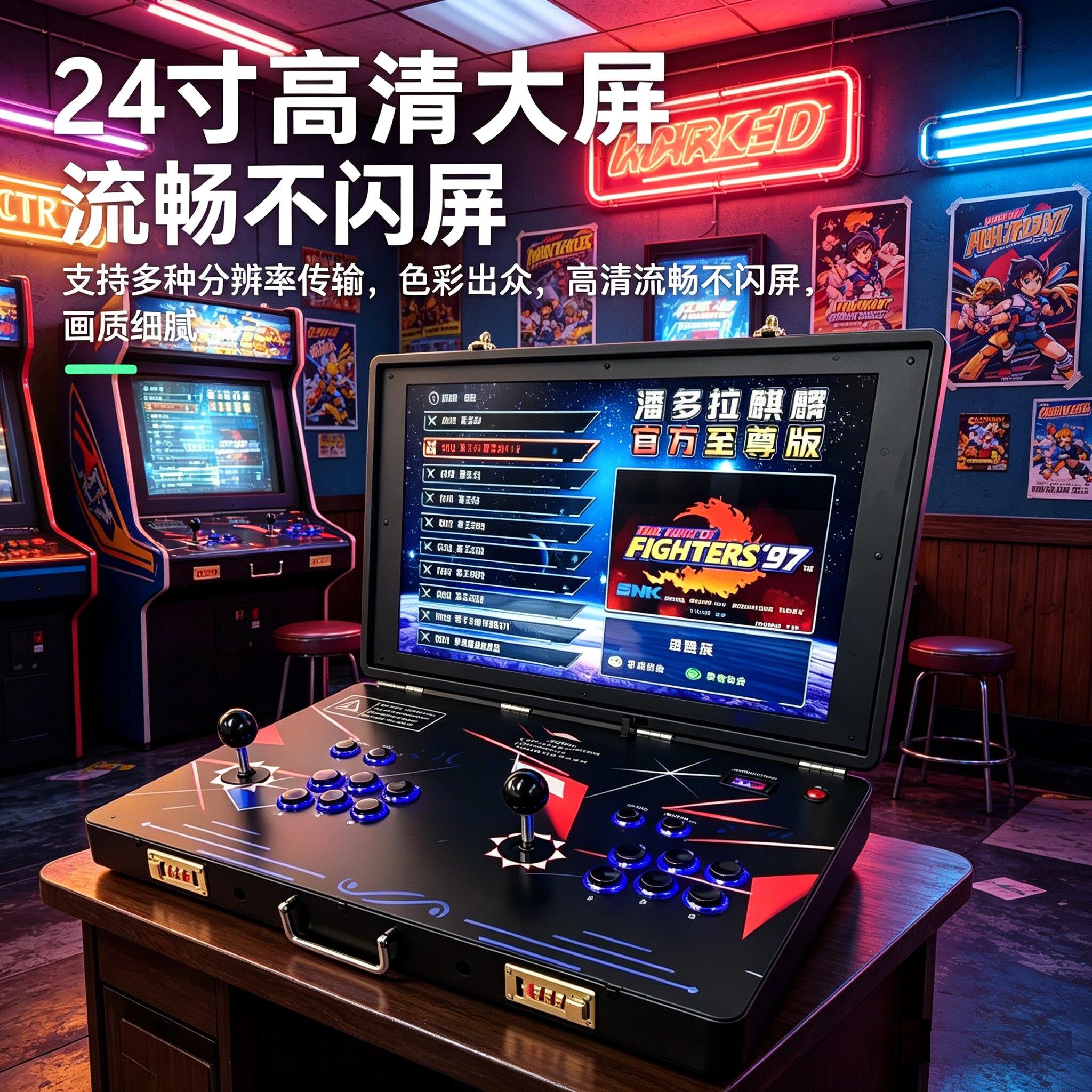 2026潘多拉24寸双人摇杆可携式折叠游戏机拳皇家用怀旧街机All
