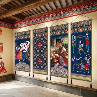 土家族民族风布艺挂画西兰卡普挂布饭厅民宿装饰布画饭店挂毯定制