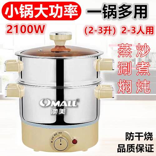 电煮锅小型多功能蒸煮一体炖锅泡面小电锅迷你火锅防干烧2100W