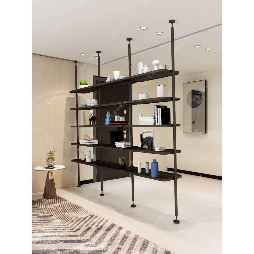 意大利风格创意储物架落地式极简办公展示架金属鞋架玻璃隔断书架