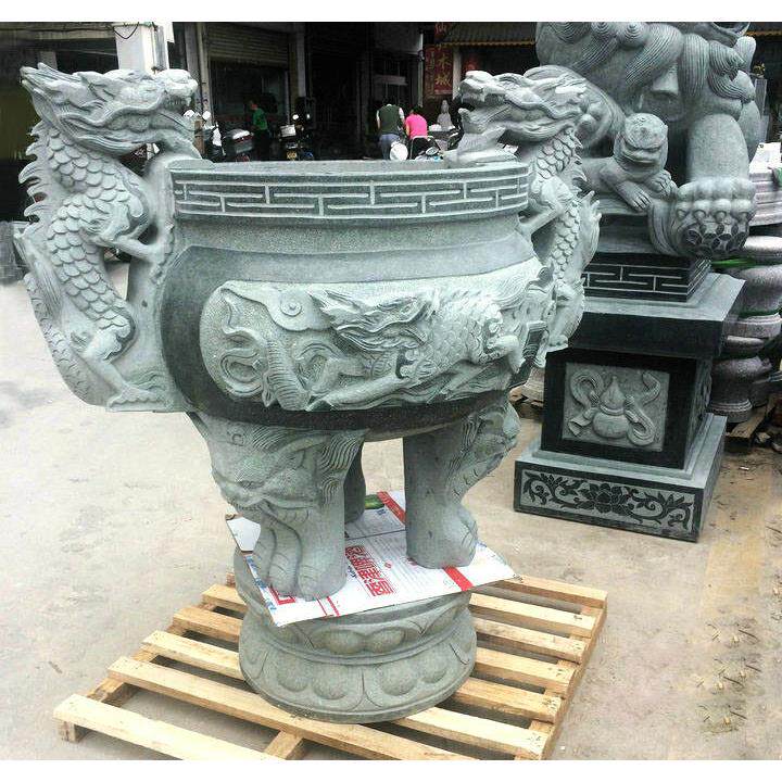 50cm青石雕龙石雕香炉鼎寺庙供奉香炉烧香鼎惠安石雕祠堂大香炉