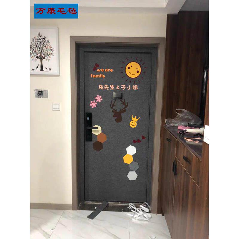 毛毡门贴自粘入户门改造翻新木门防盗门贴纸整张隔音墙贴北欧装饰