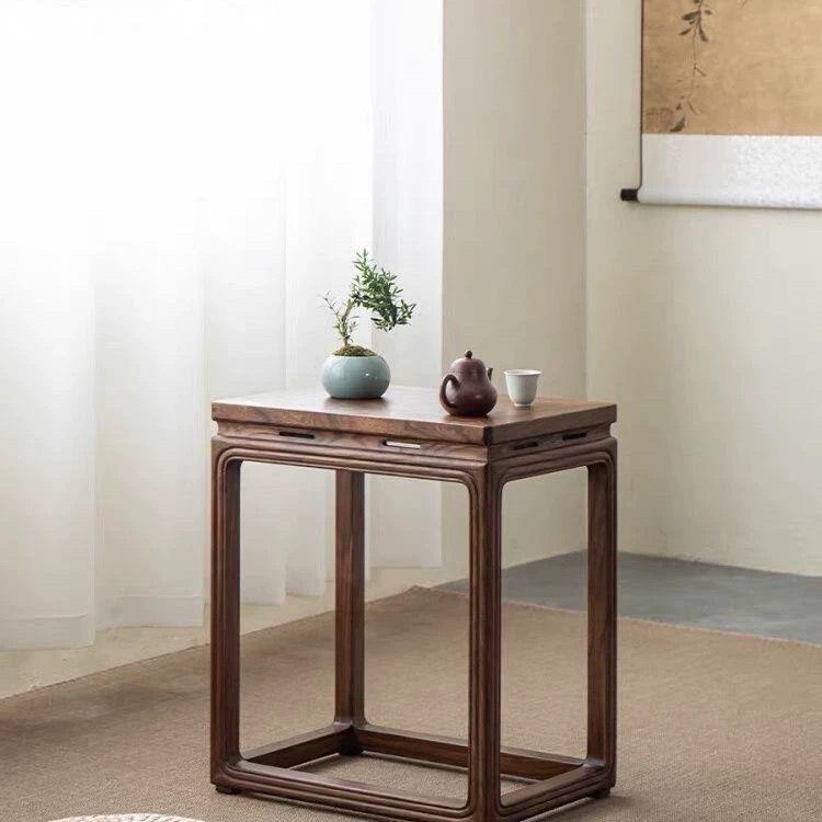 新中式榆木茶几边几花架盆景客厅家用古典简约复古室内实木置物架