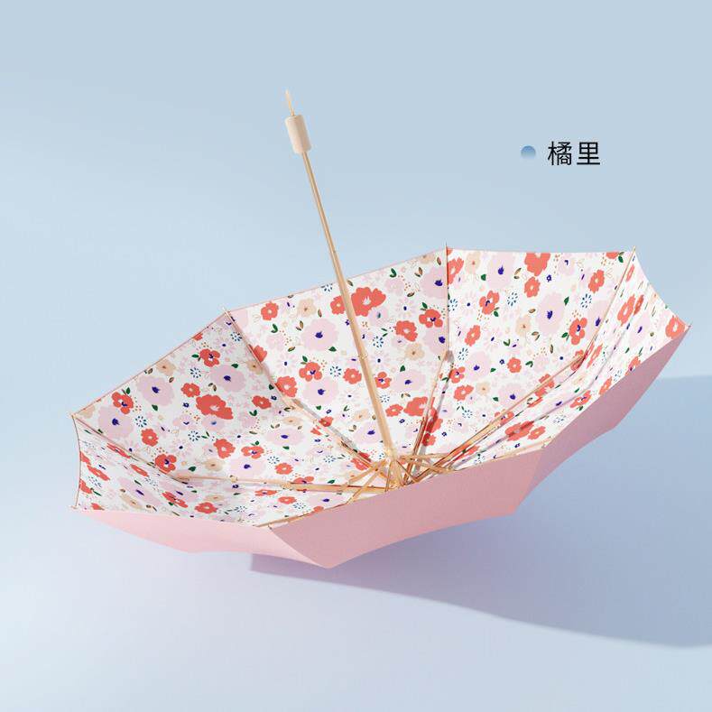 摩猎双层遮阳伞抗UV女晴雨两用遮阳伞防晒黑胶高级感折叠复古