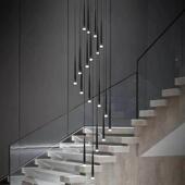 楼梯灯现代简约轻奢复式 楼别墅旋转loft客厅挑高网红楼梯间长吊灯