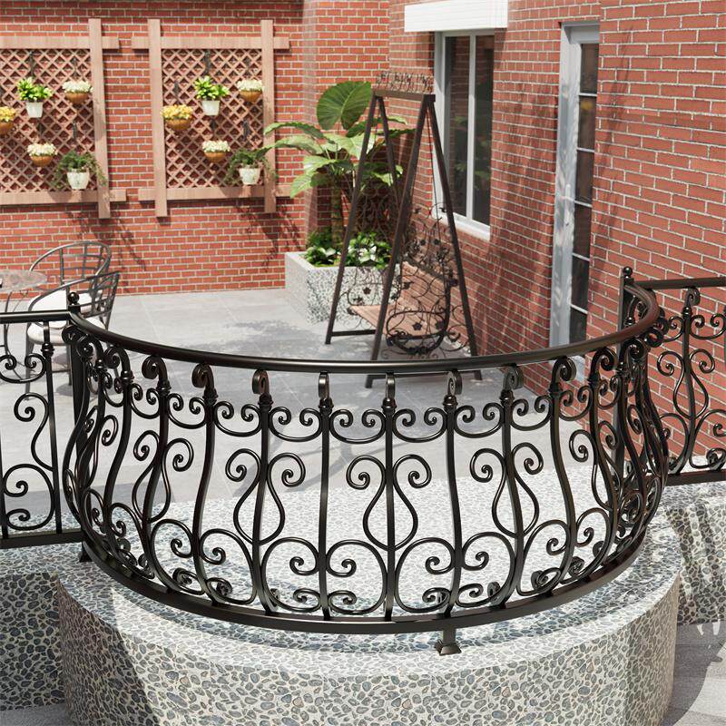 法式铁艺栏杆护栏围栏露台栏杆天台弧形栏杆阳台栏杆铝合金定制