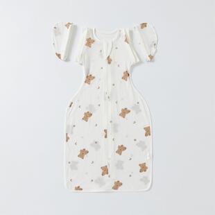 宝宝夏季薄款防惊跳睡袋透气婴儿襁褓投降可伸手新生儿鸡翅睡袋