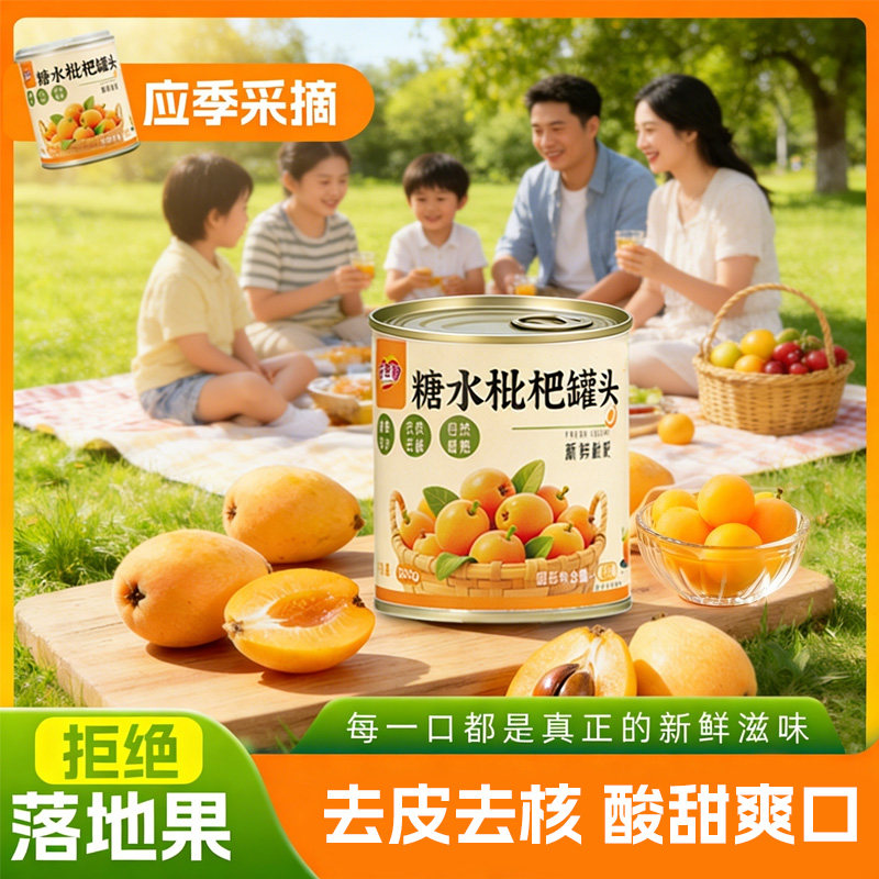 糖水枇杷罐头罐装新鲜水果罐头休闲儿童零食官方正品