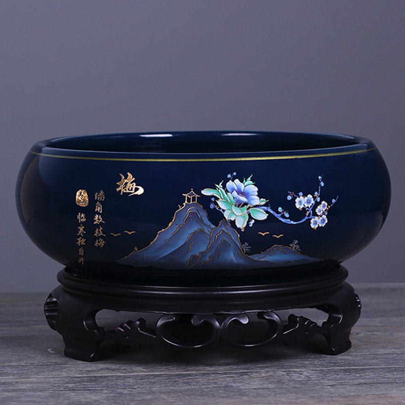 水培花盆陶瓷金钱草一叶莲碗莲睡莲铜钱草水莲花水养巴西木水