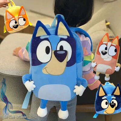 Bluey Cartoon Family Plush Backpack - Children'S Schoolbag
