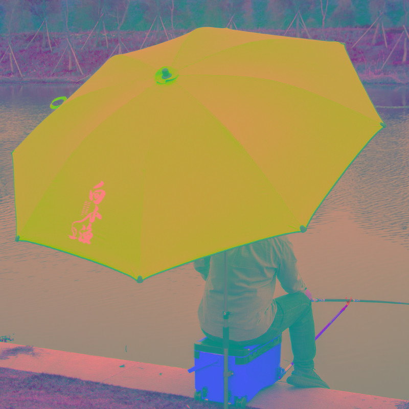 新型2022新款钓鱼伞拐杖万向大钓伞防暴雨加厚黑胶防晒单层垂