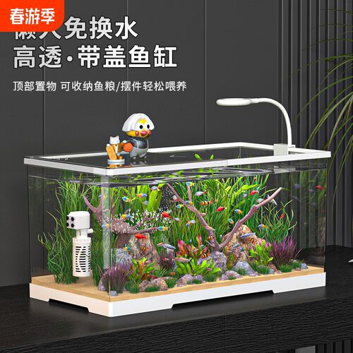 鱼缸小型带盖家用造景生态金鱼缸桌面免换水水族箱2025新款乌龟缸