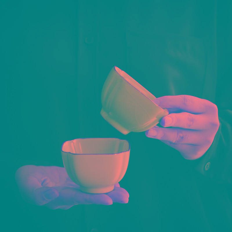四方八角杯开口杯汝窑茶杯主人杯个人来财杯子茗杯家用陶瓷