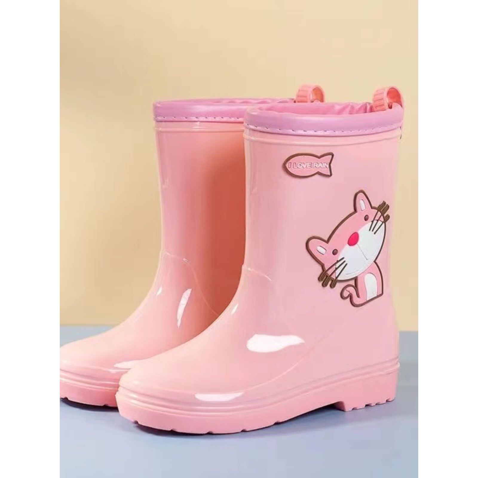 儿童雨鞋女童防滑水鞋中筒男童雨靴中大童雨水鞋小童卡通轻便雨靴