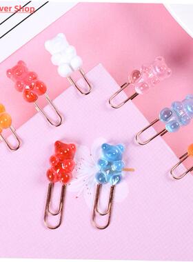 2pcs/lot Kawaii Rainbow Bear Paper Clip Decorative Bookmark