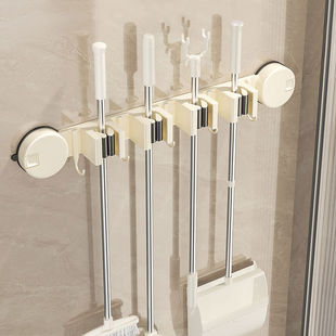 吸盘门后拖把壁挂夹放上墙家用可移动多功能免打孔扫把联排固