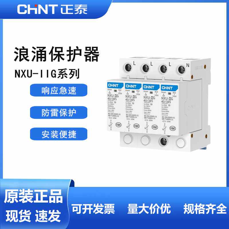 浪涌保护器NXU-ⅡG 40kA/385V 家用2P电源防雷保护器4P NU6