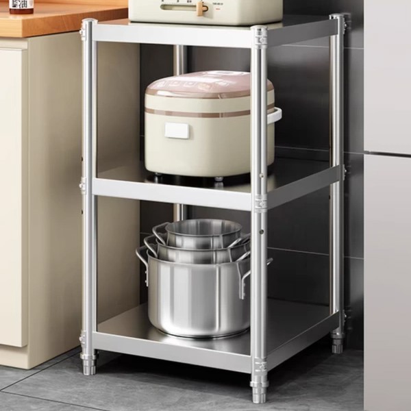 厨房置物架层架落地不锈钢储物架家用烤箱微波炉置物架锅架菜