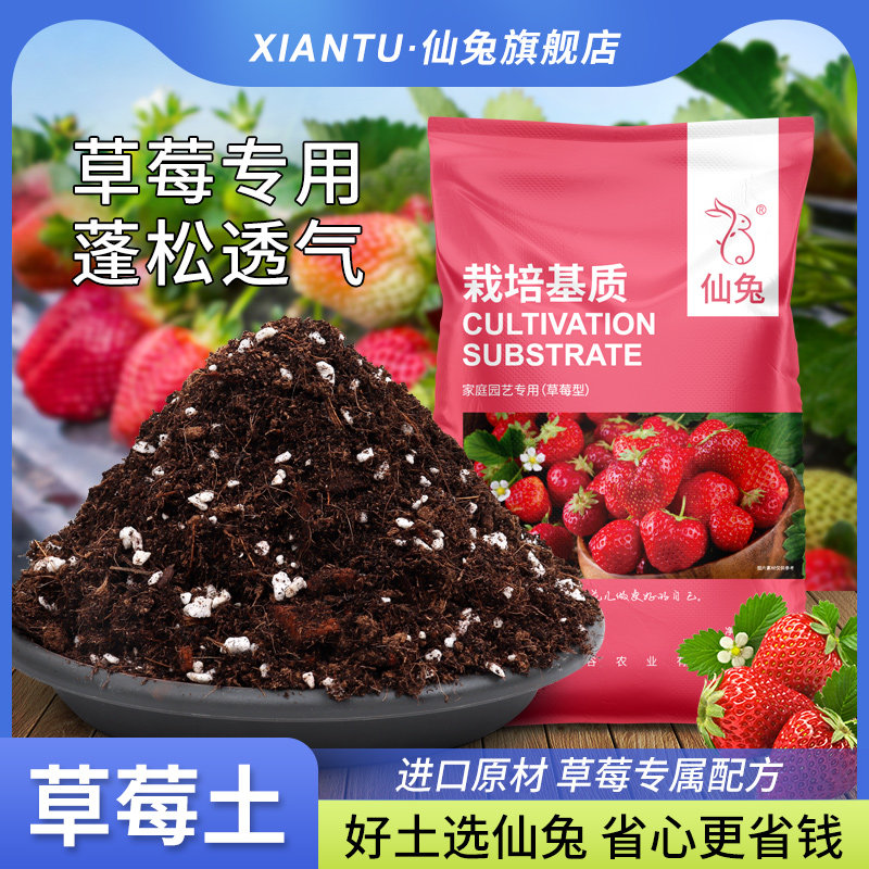仙兔草莓专用营养土有机土阳台盆栽土壤种植土蓬松花土泥炭土