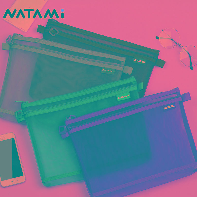 日本NATAMI奈多美半透明网纱文件收纳袋大容量A4/B5学生办公便携