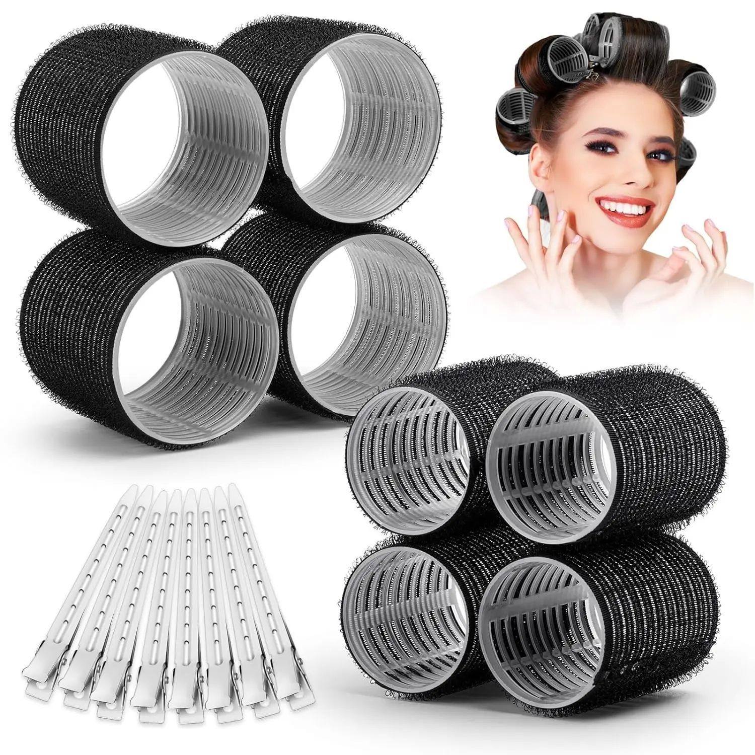 13pcs Black Self Grip Hair Rollers No Heat Hair Curlers Heat