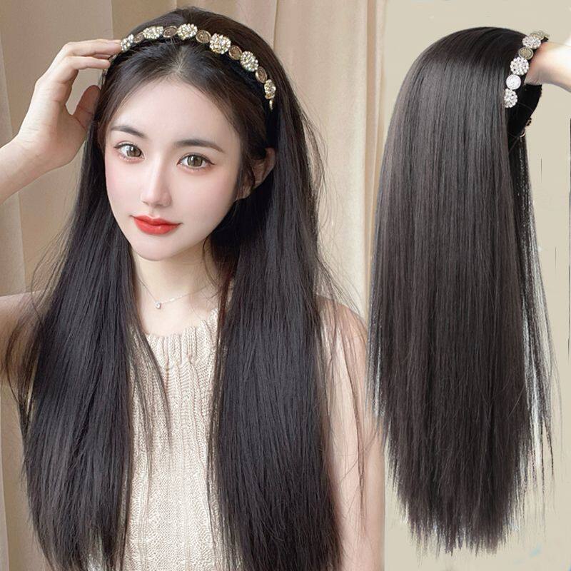 真人发女长发发箍假发一体u型半头套长直发自然一片式