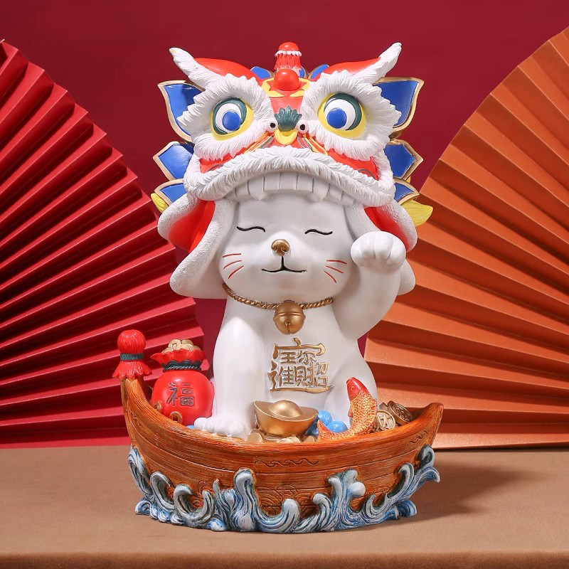 招财猫摆件前台麒麟臂创意发财猫家用店铺开业送贺礼乔迁新居