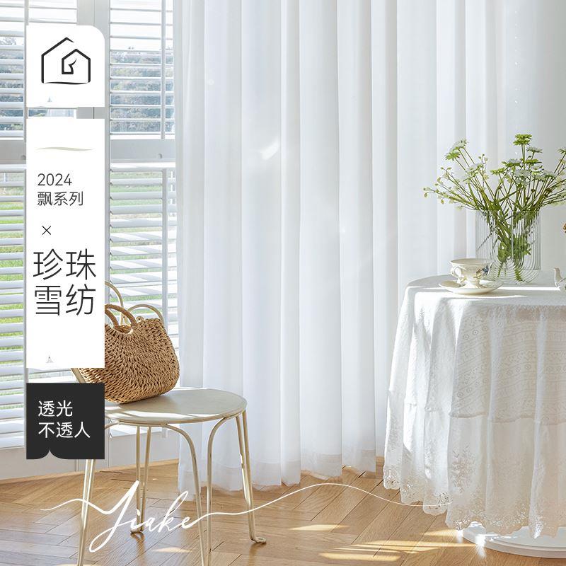 家客纱帘透光不透人窗帘遮光2024新款防晒白色窗纱挂钩客厅窗纱