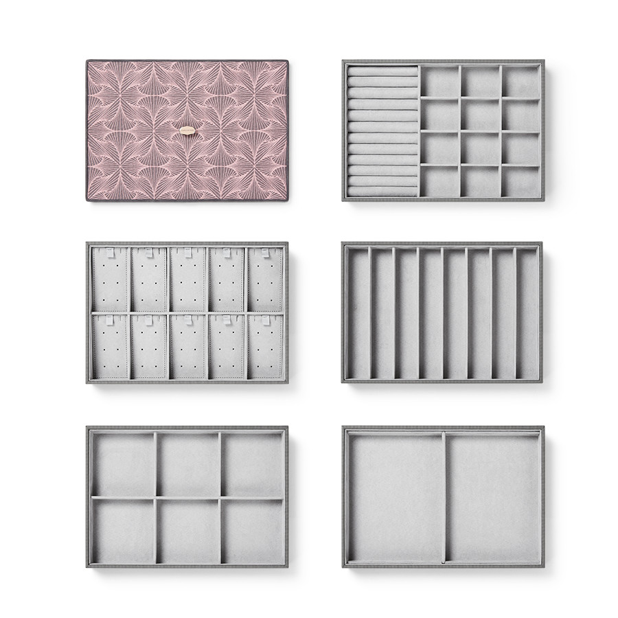 晶小姐自由组合DIY首饰盒珠宝收纳手镯手表珍珠项链可加多层托盘