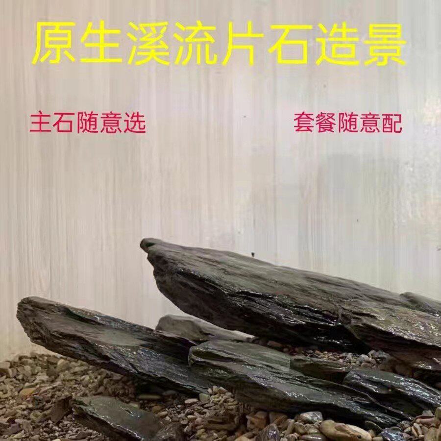 原生缸片岩造景石主石乌龟晒台水族造景装饰天然溪流石鱼缸造