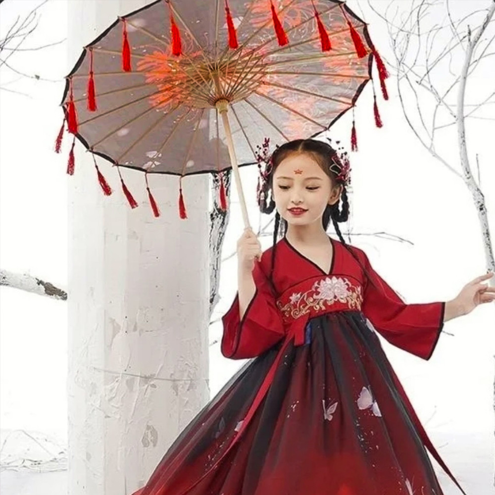 流苏丝带演出油纸伞汉服道具伞旗袍走秀装饰伞绸布春游摄影伞