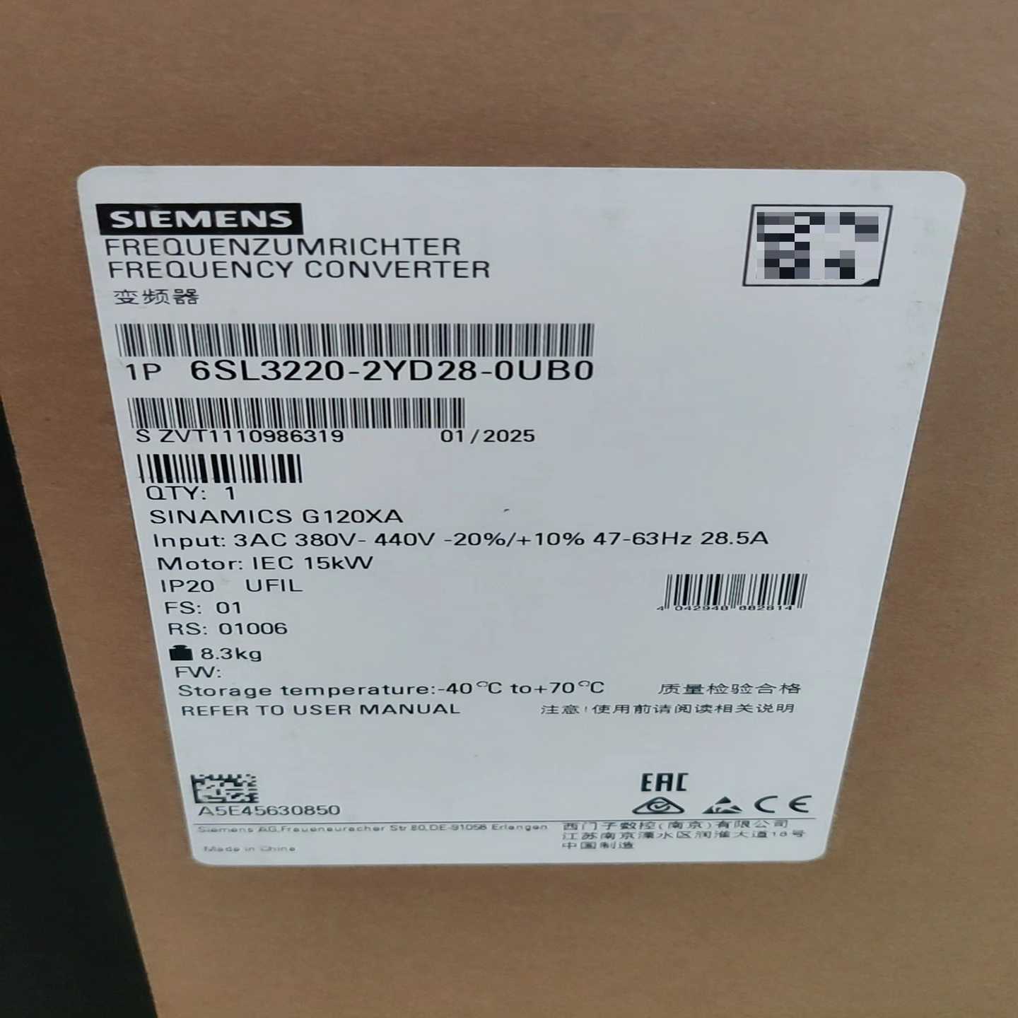 6SL3220-2YD28-0UB0G120XA变询价