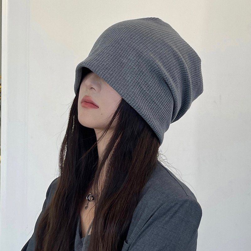 帽子女秋冬堆堆帽ins潮百搭针织冷帽毛线月子帽女士包头帽