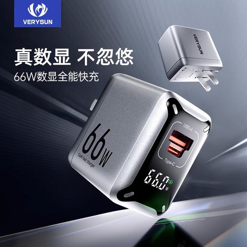 VERYSUN/威森66W【坦白者】氮化镓数显充电器实时显示真实功率