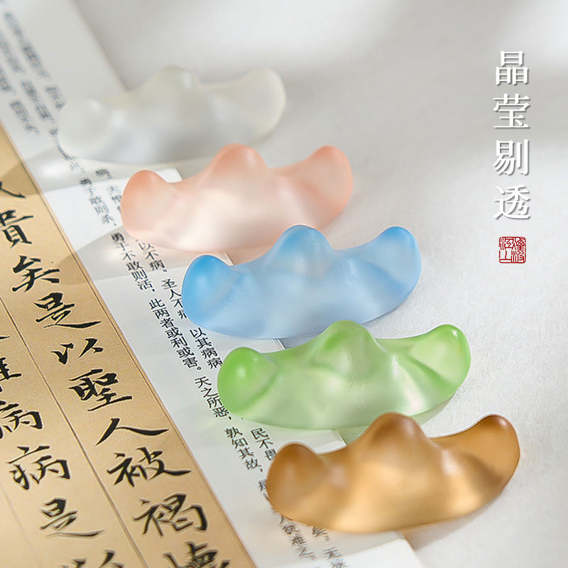 琉璃笔山笔舔墨碟创意镇尺镇纸笔搁毛笔架书法练字笔架文房四宝初