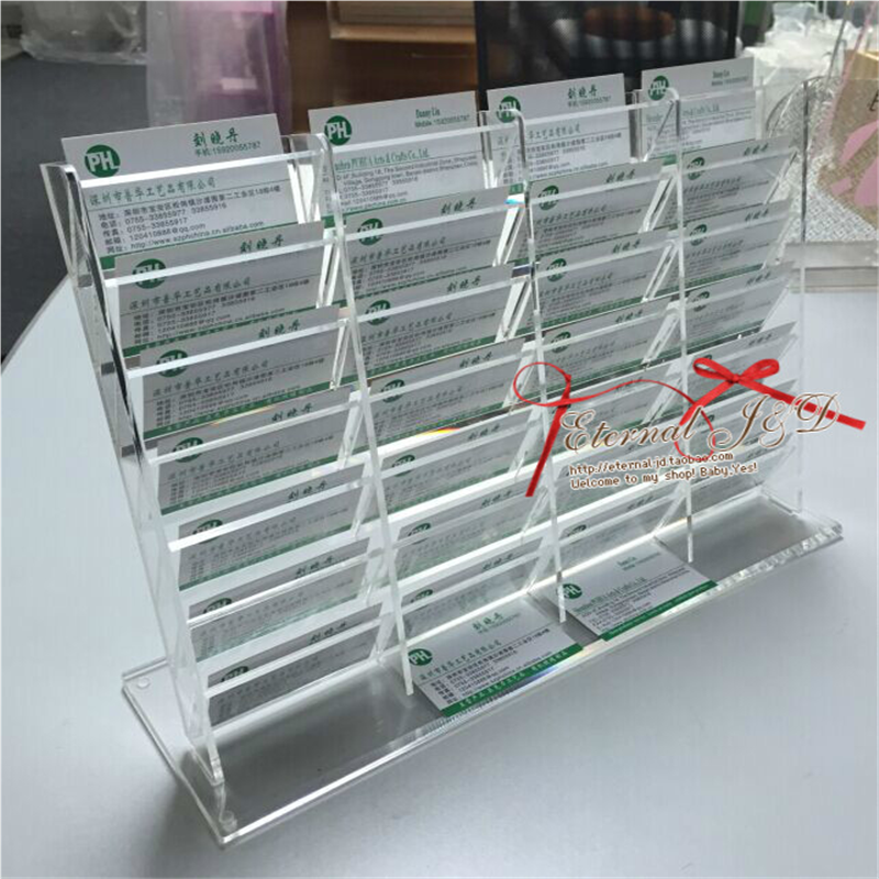 包邮9 15格30格透明水晶多层多格名片盒名片收纳架名片座展会