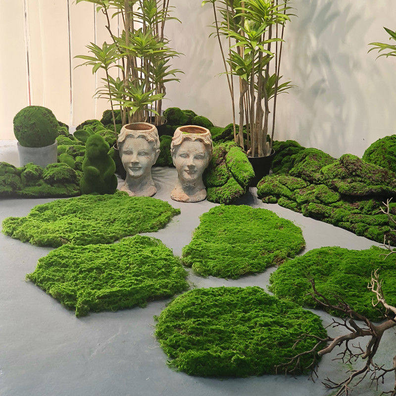 包邮仿真苔藓草皮青苔植绒软装造景草坪蔷薇块毛石头微景观绿