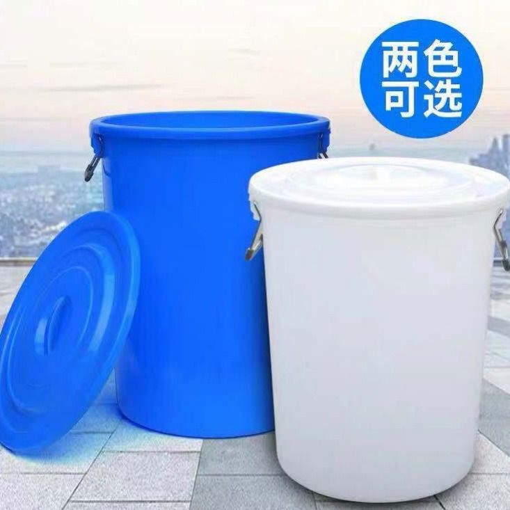 储米桶加厚塑料桶带盖圆桶食级储水桶白色家用特大容量发酵胶