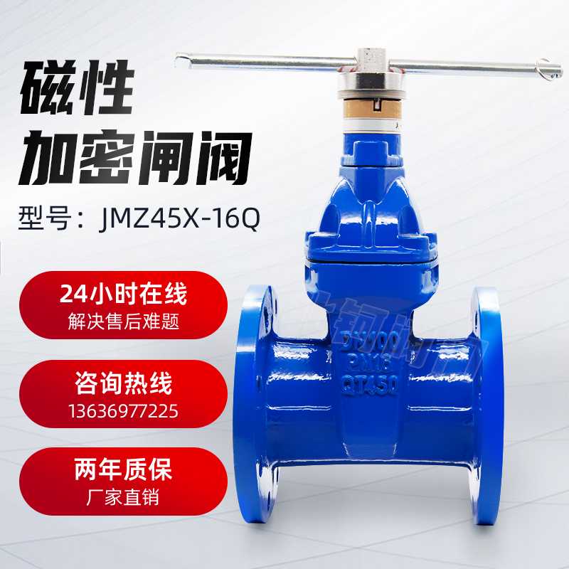 磁性加密闸阀防盗锁闭球墨铸铁法兰软密封JMZ45X自来水钥匙表